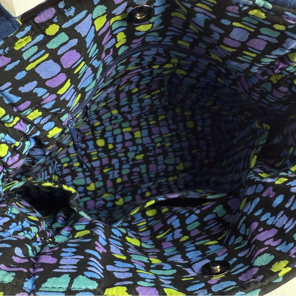 Vera Bradley Laura Tote Indigo Pop Shoulder Bag Purse Quilted Blue Used Once - Picture 11 of 16
